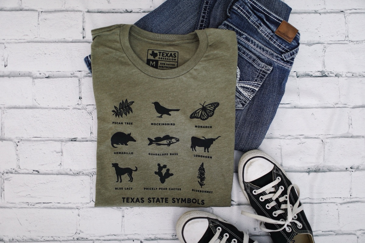 Texas State Symbols Tee with illustrated state icons