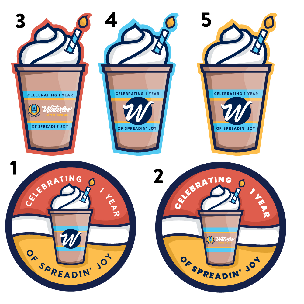 Colorful anniversary artwork for Waterloo Central Ice