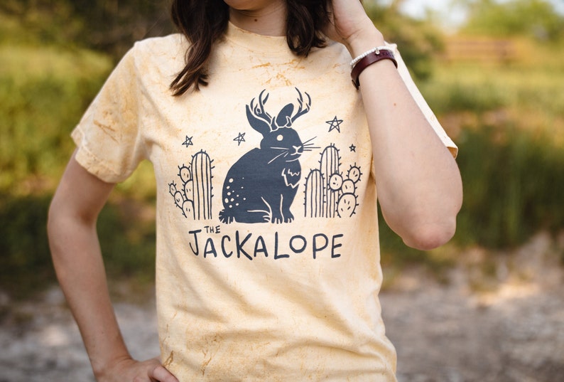 Jackalope Color Blast Tee with Micah’s illustrated jackalope